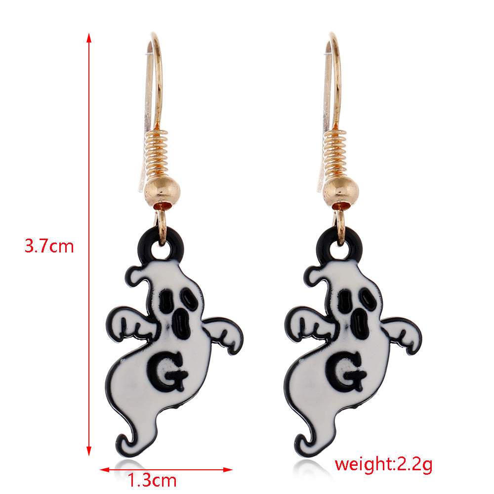Wholesale Halloween Scary Funny Spider Pumpkin Alloy Dripping Oil Earrings